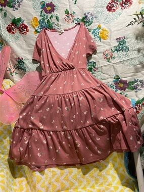 Derek Heart Dusty Rose Floral Scoop-Neck Dress